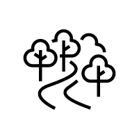 icone route avec arbres 