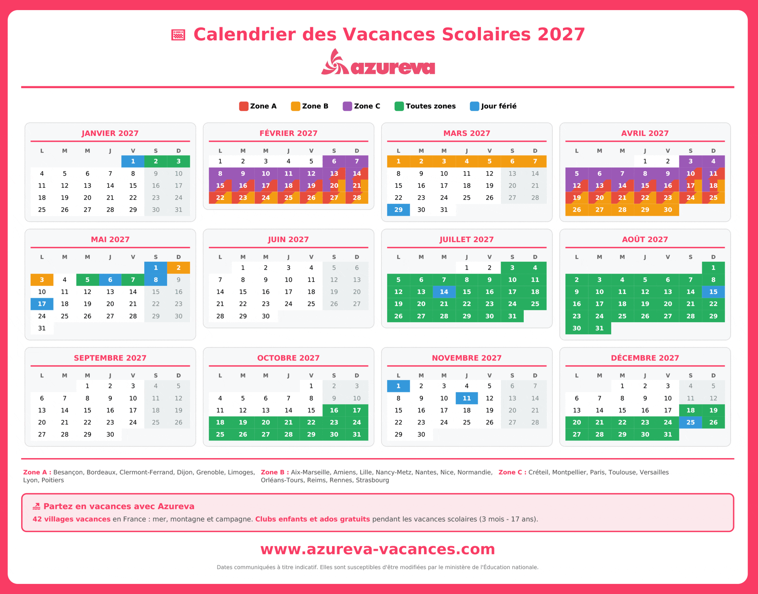 Vacances Scolaires 2027 Dates Et Calendrier Officiel Vacances Scolaires 2027 Dates Et Calendrier Officiel