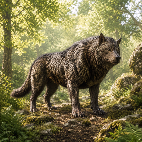 La Bête du Gévaudan, animal légendaire surgissant en forêt