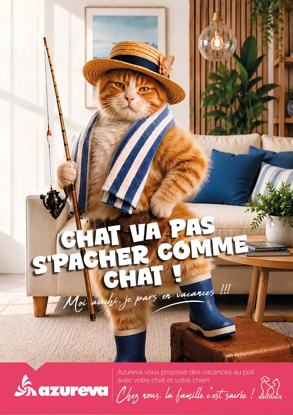 Chat va pas s’pacher comme chat ! Moi auchi, je pars en vacances !!! Azureva vous propose des vacances au poil avec votre chat et votre chie